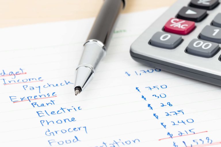 预算收入和费用钢笔计算器